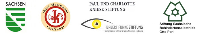 Logos BPA Förderer - Freistaat Sachsen, Bert-Mettmann-Stiftung, Paul-und-Charlotte-Kniese-Stiftung, Herbert-Funke-Stiftung